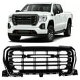 thumbnail image 2 of Ikon Motorsports Compatible with 19-21 GMC Sierra 1500 Front Bumper Hood Grille Gloss Black 2019 2020, 2 of 9