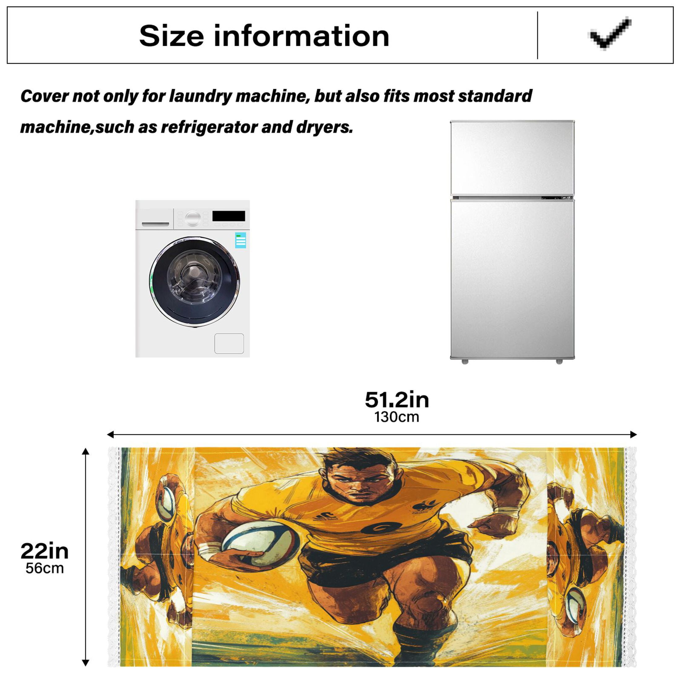 WOBOGO Rugby Player Running on The Field Of Play Washing Machine Cloth Dryer Refrigerator Top Cover Protective Non-Slip Mat For Kitchen Laundry