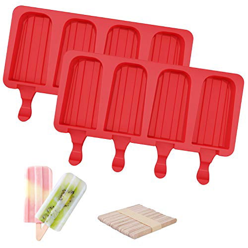 Ozera 2 Pack Popsicle Molds, 4 Cavities Homemade Silicone Popsicle ...