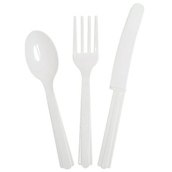 Way to Celebrate! White Party Plastic Cutlery Set for 8, 24pcs