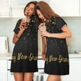 thumbnail image 4 of Easygdp Happy New Year Camisón de manga corta para mujer, informal, estampado, 4 of 6