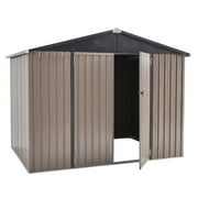 AECOJOY 8 x 6 Outdoor Metal Storage Shed with Lockable Door for Backyard