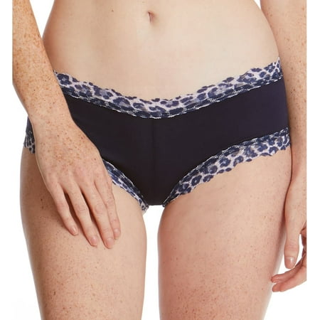 

Hanky Panky Cotton-Spandex Boyshort (891322P) Medium Navy/Leopard