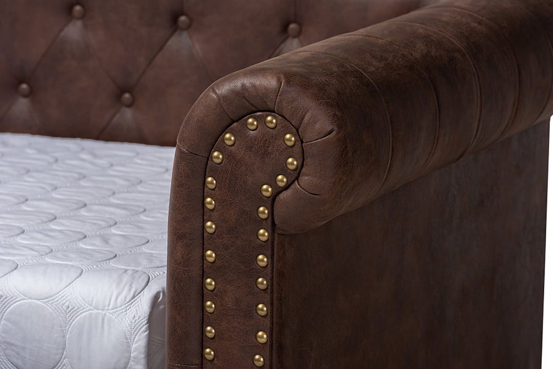 Baxton Studio Mabelle Brown Faux Leather Upholstered Daybed with Trundle