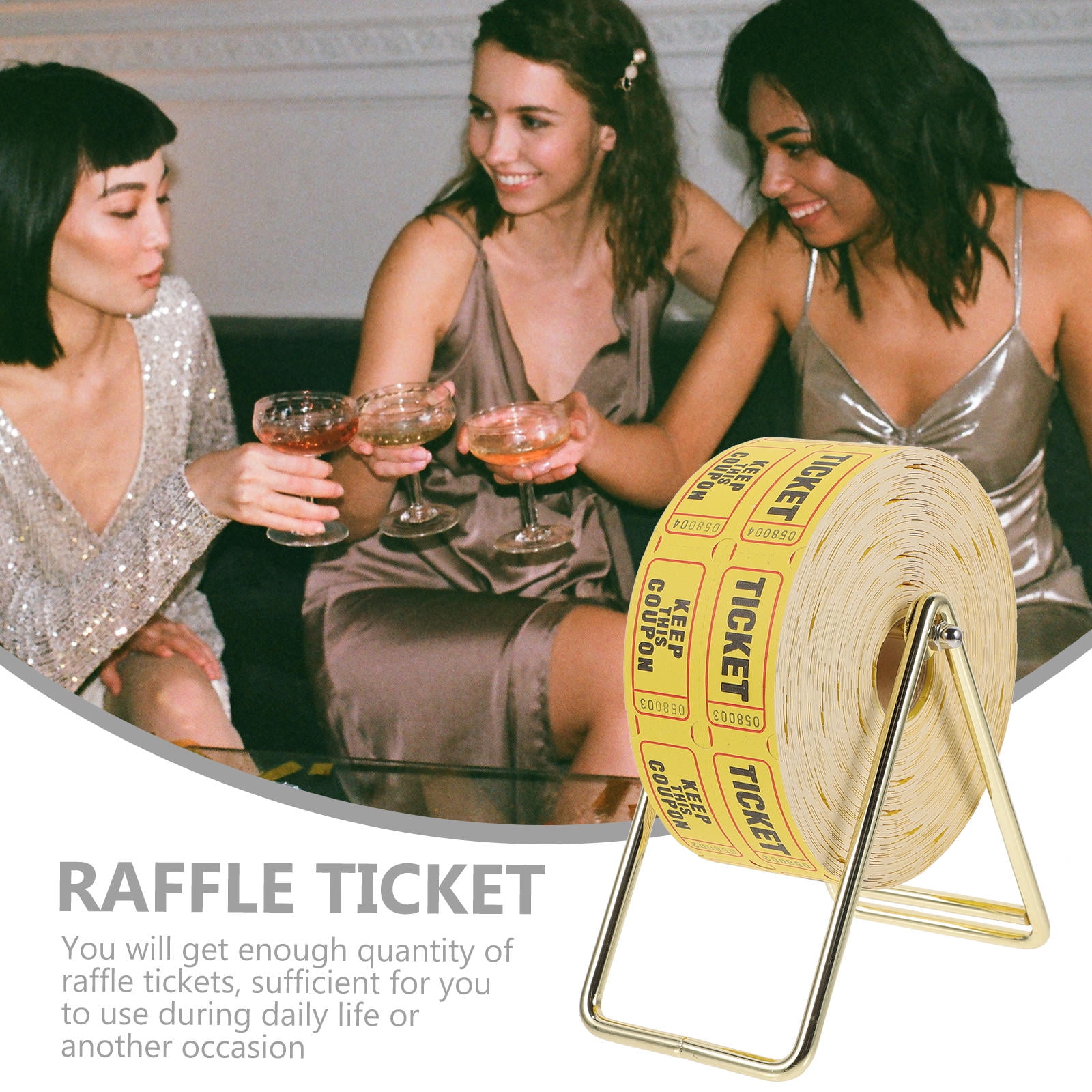 SHOWERORO Yellow Raffle Ticket Holder with Paper Tickets Roll for Fundraisers and Carnivals