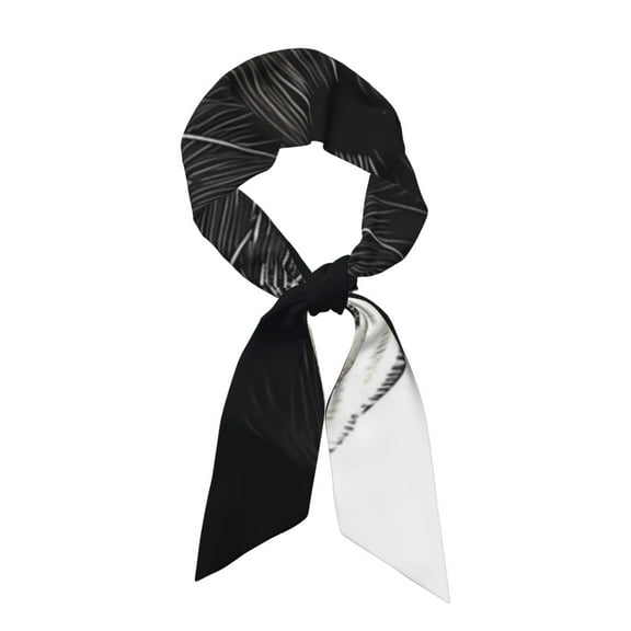 Wukai Black And White Boston Terrier Print Hair Scarf for Women Fashion Silky Satin Headscarf Wrap Breathable Lightweight Neck Scarves For Handbag Accessories