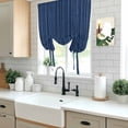 thumbnail image 5 of Dark Blue Balloon Curtains for Bedroom/Front Door/Bathroom, Retro Farmhouse Plants Wall Lines Texture Tie Up Curtains 63 Inch Length Light Filtering Kitchen Curtains Shades for Windows 46"x63", 5 of 8