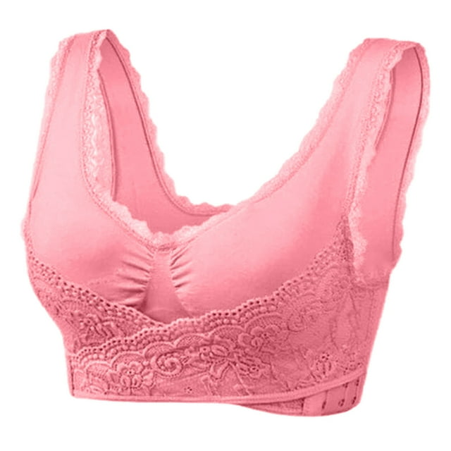 MIASHUI Bras for Women Front Side Buckle Lace Edge without Steel Ring Movement Seamless Gathering Adjustment Yoga Sleep Large Bra