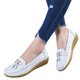 thumbnail image 1 of White35Women Flats Ballet Shoes Cut Out Leather Transpirable Mocasines Mujeres Boat Shoes para, 1 of 5