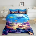 thumbnail image 2 of Erosebridal Marine life Sealife Comforter Set Toddler Fish Bedding Set Ocean Creature Themed Comforter Underwater Animal Pattern Quilt Set, 2 of 7