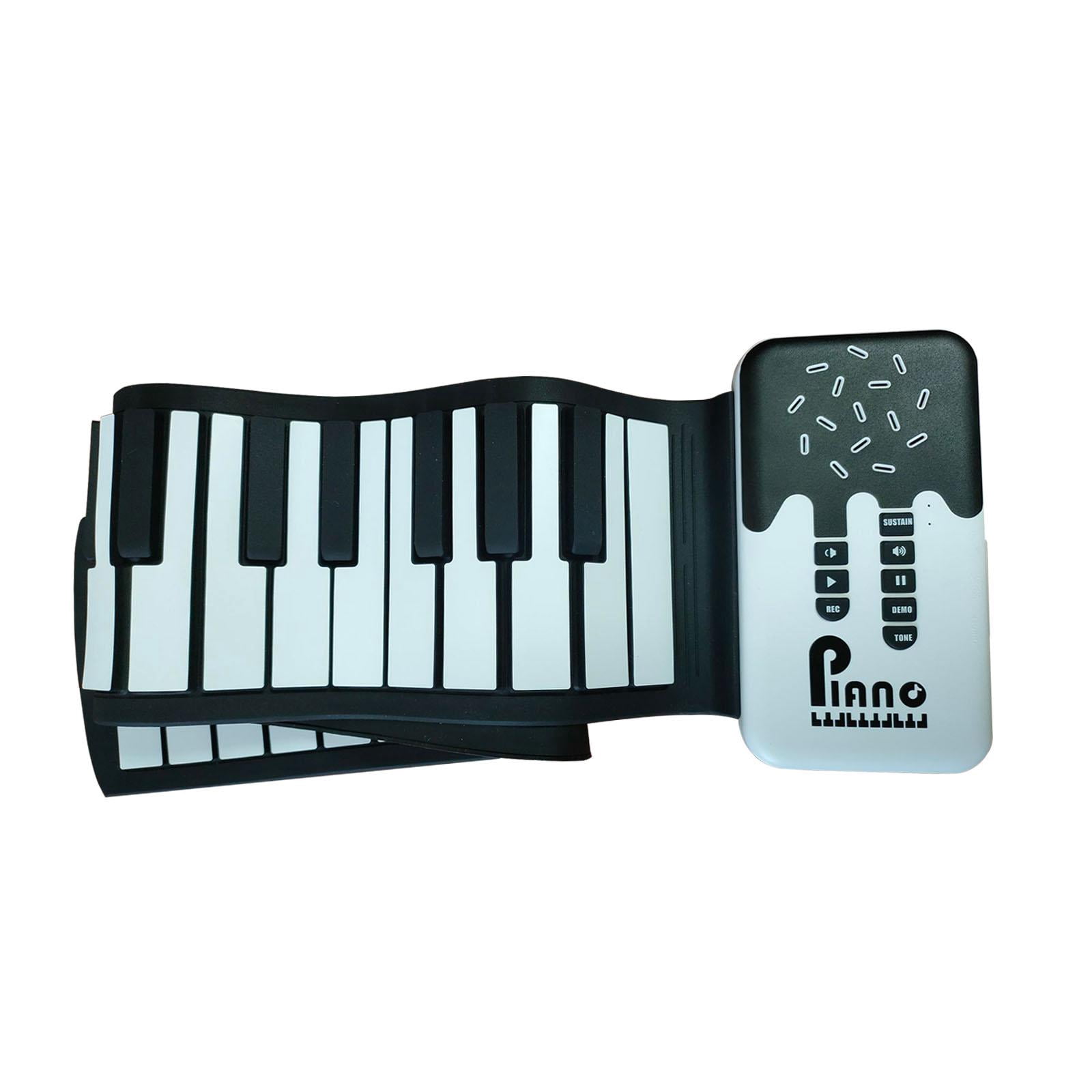 LeeQinersw Roll up Piano Roll Out Electronic Piano Keyboard Rechargeable Lightweight Sturdy black white keys