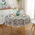 thumbnail image 2 of FeiraDeVaidade 1Pc 120Cm/150Cm Polyester Cotton Tassel Tablecloth Plaid  Tablecloth Red Lattice Table Map Cloth Cover, 2 of 7