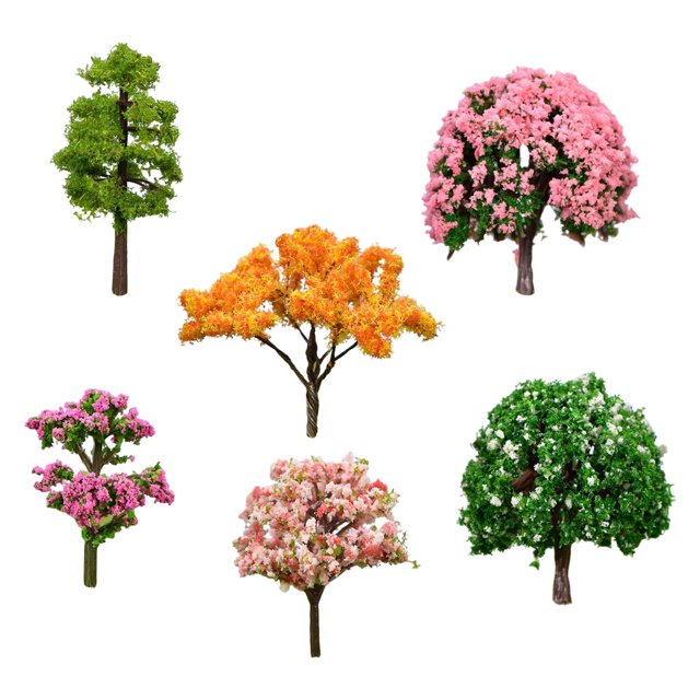 6 piezas de árboles artificiales en miniatura, accesorios realistas de imitación de , decoración de micropaisaje, modelos mixtos de árboles para