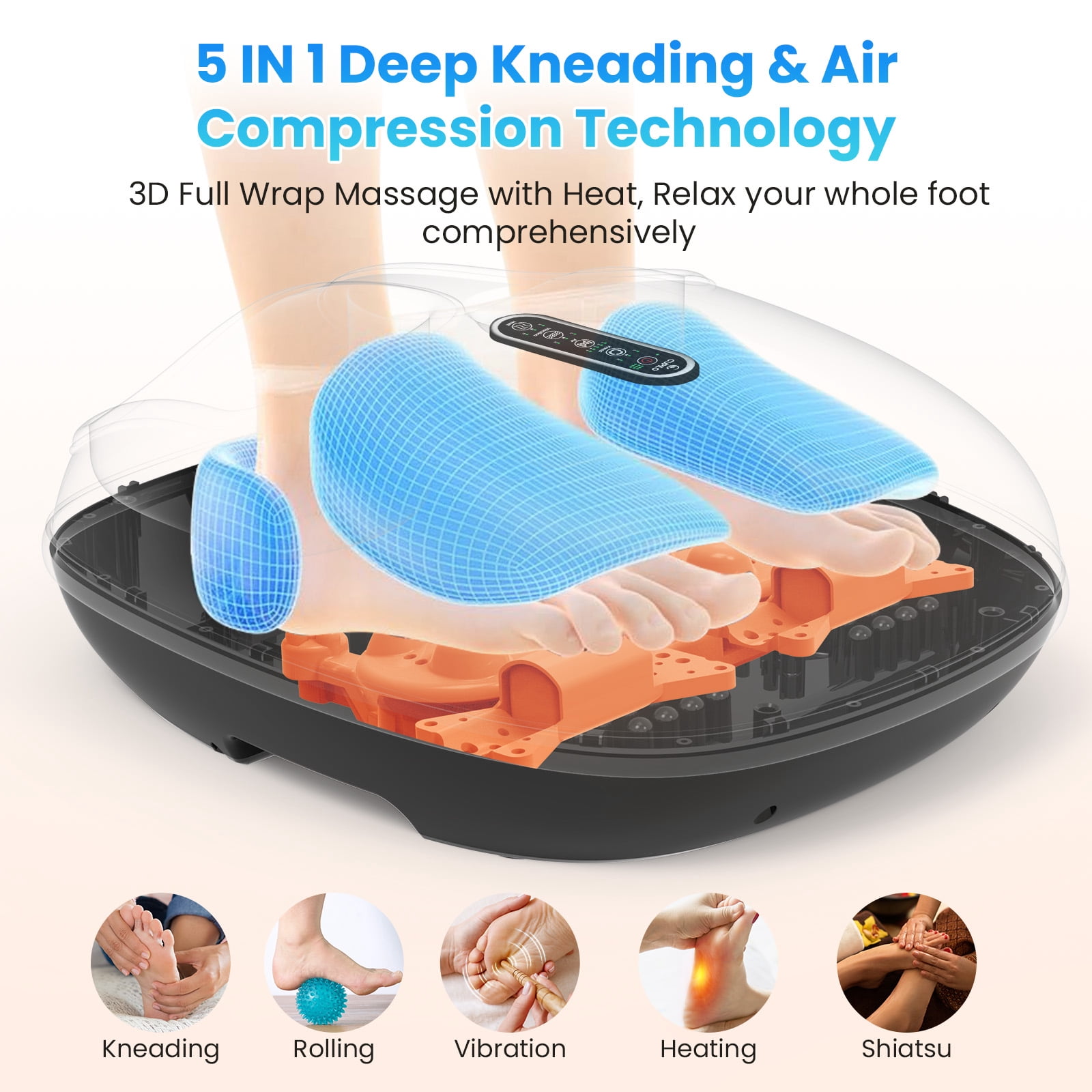 Cupilo Foot Massager Machine with Heat & Remote Control, Shiatsu Deep Kneading Foot Massager for Plantar Fasciitis, Tired Muscles, Neuropathy, Blood Circulation, Birthday Gifts, Size up to 13''