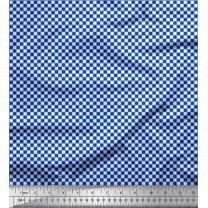 Soimoi Blue Cotton Voile Fabric Geometric Check Print Fabric by the Yard 42 Inch Wide