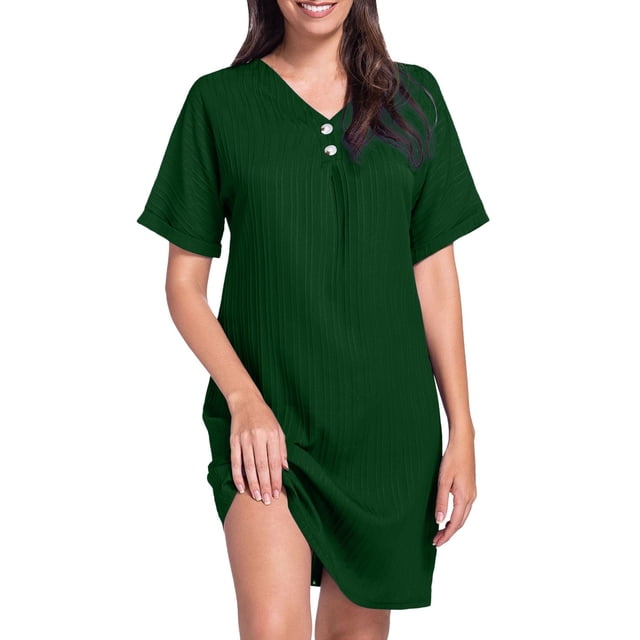 Robe Boutonnée Décontractée Confortable à Enfiler Couleur Unie