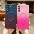 thumbnail image 4 of Magnetic Gradient for Samsung Galaxy S21 FE Phone Case, Compatible with MagSafe, Full Camera Lens Film Protection Soft Silicone Shockproof Matte Cover for Galaxy S21 FE 6.4" (Blue Wine red), 4 of 8
