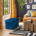 thumbnail image 4 of Seville Classics Cushioned Fabric Ottoman Hidden Storage Chest Footrest Chair for Bedroom, Dorm, Loft, Living Room, Entryway, Hallway, Blue Velvet, 30" Trunk, 4 of 6