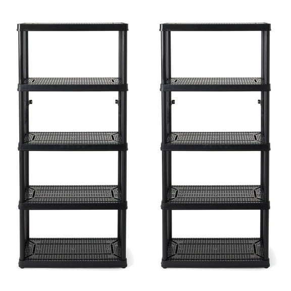 Gracious Living 5-Shelf Fixed-Height Medium-Duty Shelving Storage, Black