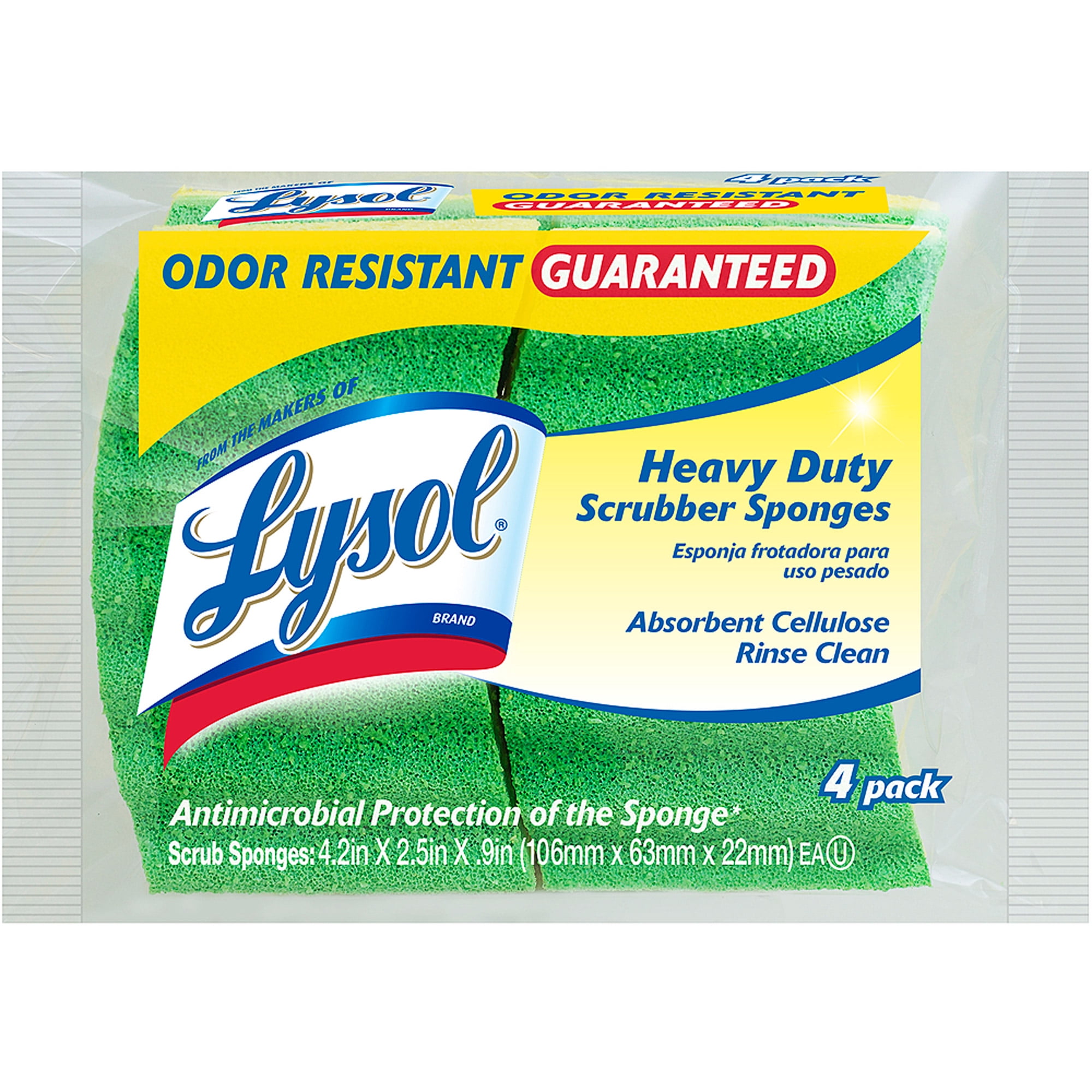 Lysol Heavy Duty Cellulose Scrub Sponges, 4 count - Walmart.com