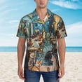 thumbnail image 2 of Haiem Whimsical Cats Night Cafe Printed Hawaiian Shirt for Men - Men’s Casual Beach Summer Shirts - Stretch Fabric with Modern Fit-Medium, 2 of 7