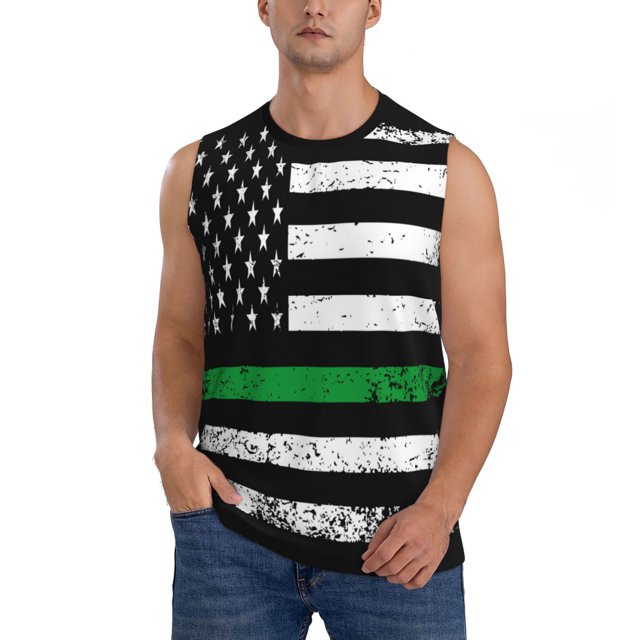 Fotbe American Flag Men's Camiseta sin Mangas Estampada para Hombres, Playera Casual para Gimnasio, Entrenamiento, Playa-Medium