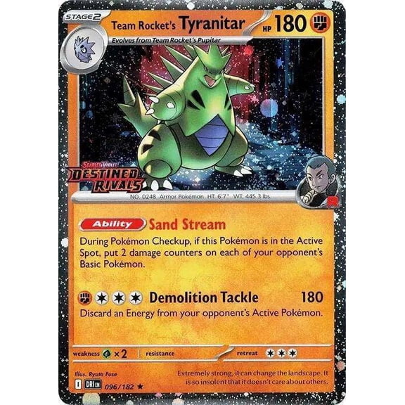 Pokemon Destined Rivals Rare Team Rocket's Tyranitar #96 (Prerelease)