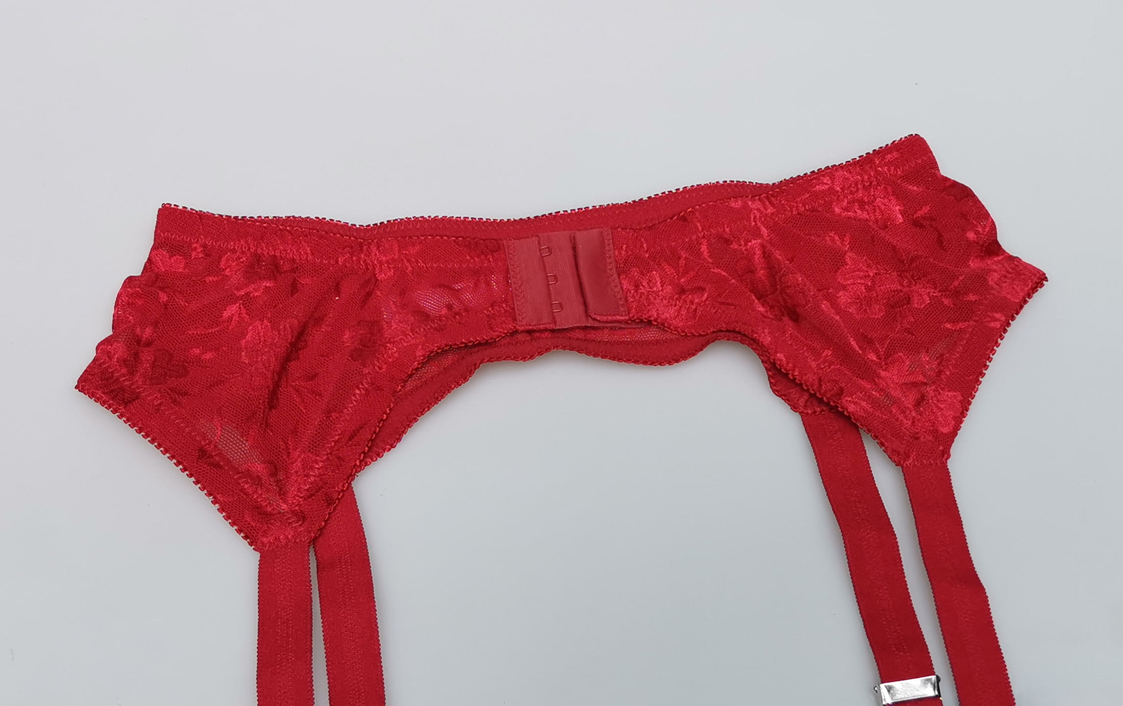 TVRtyle Women's Wine Red Sexy 4 Vintage Metal Clips Garter Belts