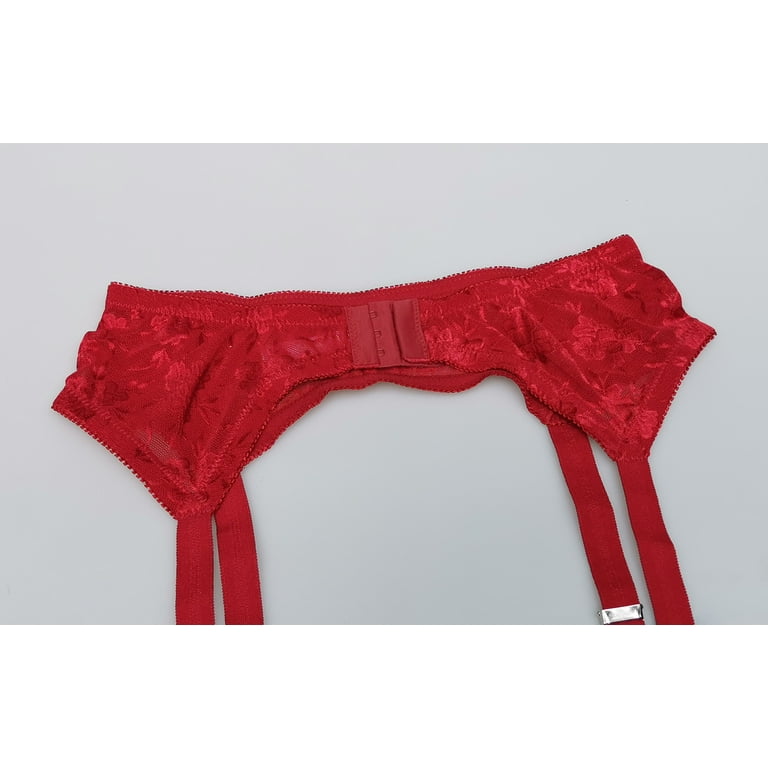 TVRtyle Women's Wine Red Sexy 4 Vintage Metal Clips Garter