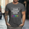 thumbnail image 2 of Men's Custom Short-Sleeved T-Shirts, Casual Round-Neck Plus Size DIY T-Shirts, Can Be Printed with Images, Logos, Slogans, Company Names, Team Names, Etc. Grey L, 2 of 6