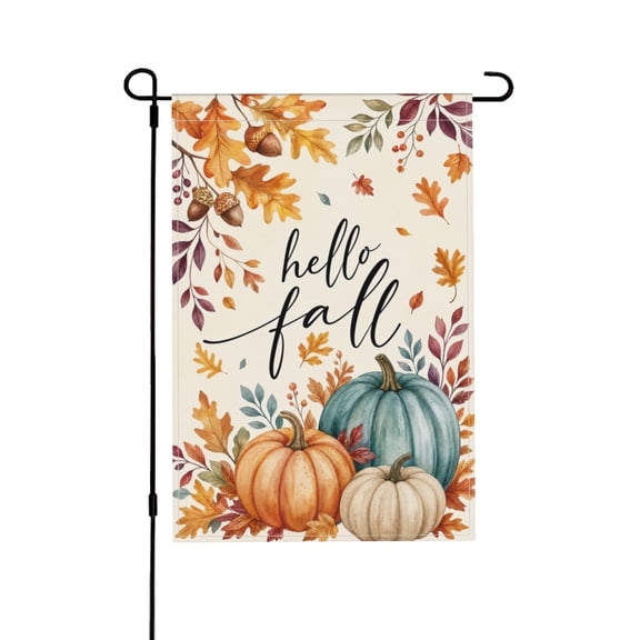 Garden Flag 12x18 Inch Fall Pumpkins & Acorns Outdoor Decor Sign