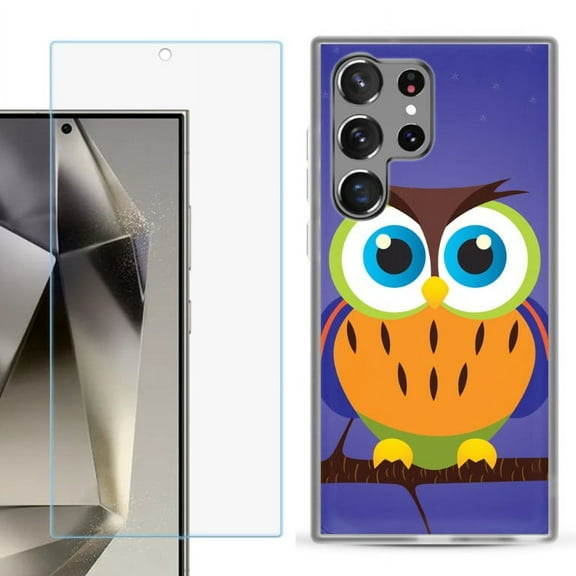 OneToughShield ® Compatible with Samsung Galaxy S24 Ultra, Shockproof Phone Case, with Tempered Glass Screen Protector - Night Owl