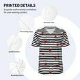 thumbnail image 4 of Daiia Ladybugs on Black and White Striped Mens Baseball Jersey Button Down Shirts Short Sleeve Sports Uniforms-Medium, 4 of 9