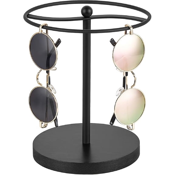 Sunglasses Organizer Glasses Holder Stand Sunglass Storage Display Eyeglasses Rack for up to 12 Pairs of Eyewear Glasses for Table Dresser Desk Countertop Bedroom (1, Black)