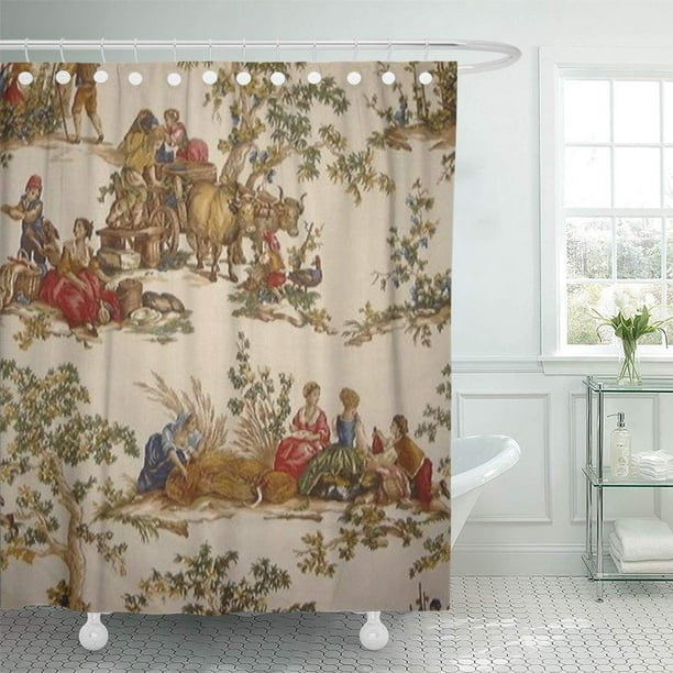 Suttom Vintage French Country Toile, Toile Shower Curtain
