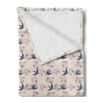 thumbnail image 2 of Romantic Soft Flannel Fleece Throw Blanket, Floral Bouquet and Swallow Birds Pattern, Cozy Plush for Indoor and Outdoor Use, 50" x 60", Indigo Champagne, by Ambesonne, 2 of 5