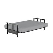 DHP Harlow Full Metal Arm Futon with 6-Inch Thermobonded High Density Polyester Fill Black Microfiber Mattress