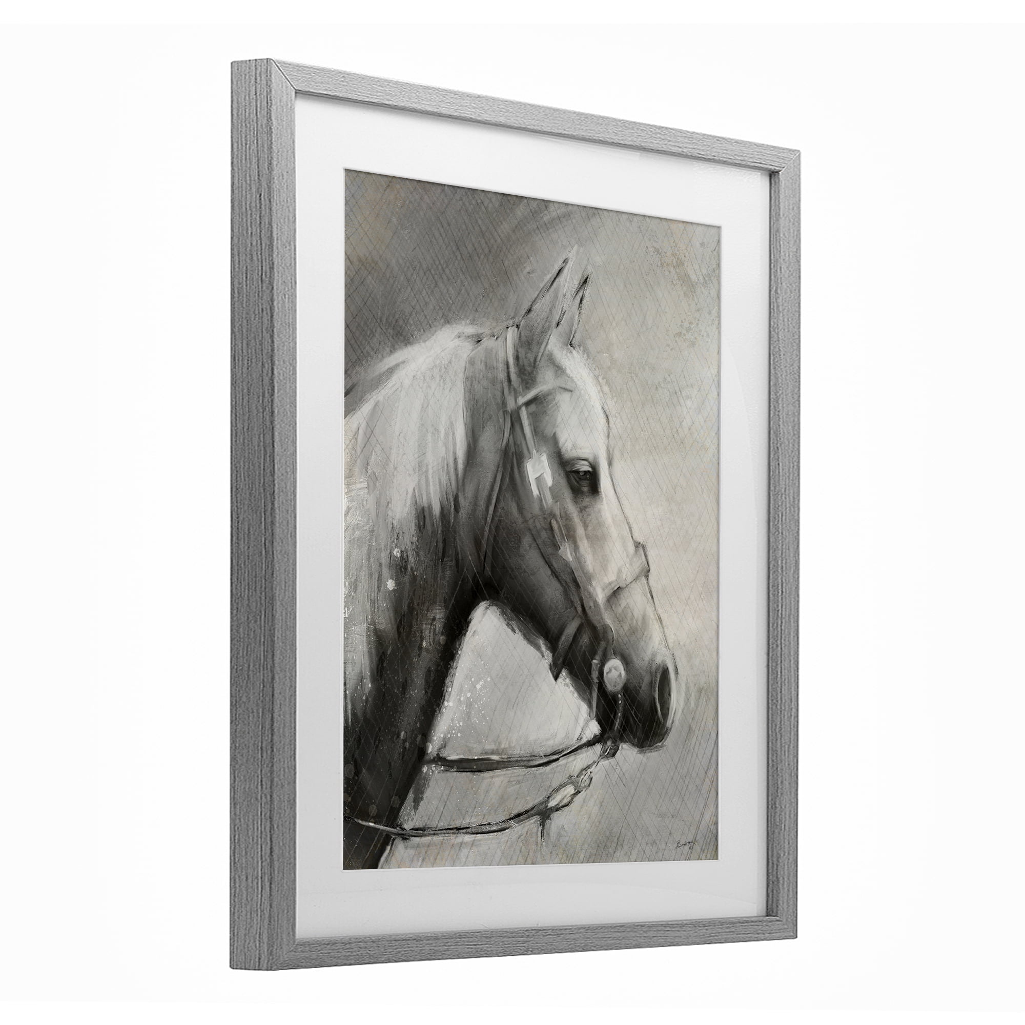 Stupell Industries Modern Ranch Horse Gray Framed Print Under Glass, design by Chad Barrett