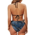 thumbnail image 6 of Uourmeti Navy Blue Gold Marble Swirl Halter Bikini Set - Sexy Two-Piece Triangle Swimsuit with Tie Side Bottoms for Beach Vacation & Pool Party, 6 of 9