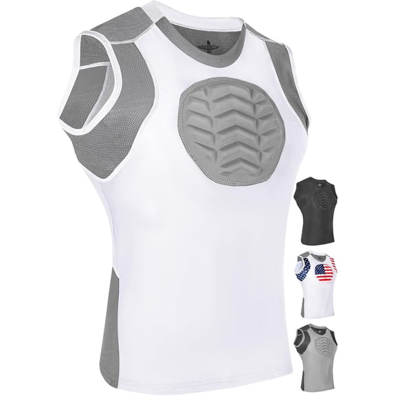 Exxact Sports Youth Baseball Chest Protector, Sternum Chest Guard, Baseball Chest Protector Youth Softball Chest Protector Girls Youth (White, YXS)