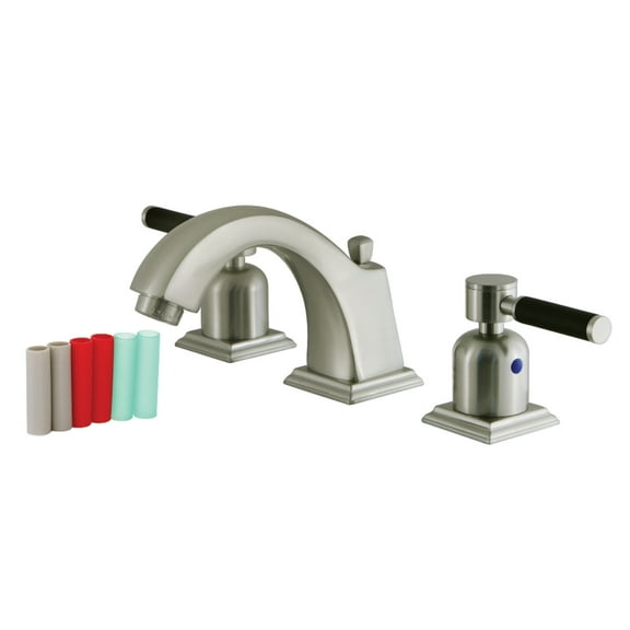 Kingston Brass FSC4688DKL Kaiser Widespread Bathroom Faucet with Pop-Up Drain, Brushed Nickel