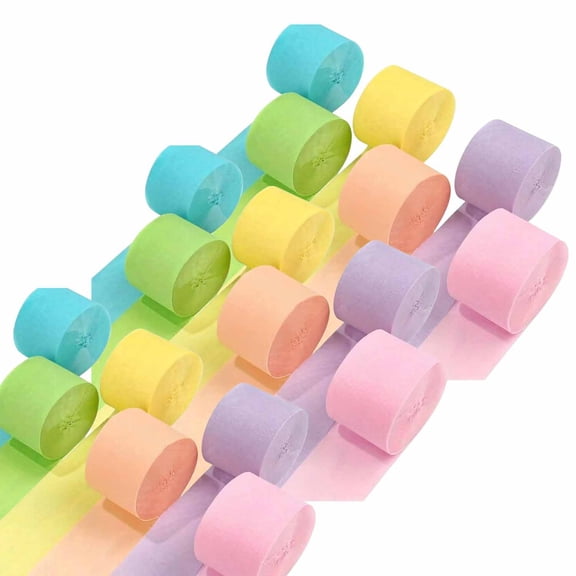 Rainbow Crepe Paper Streamers 6 Rolls - 492ft/ Sets, Party Decorations, DIY Art Craft Supplies for Birthdays, Parties, Homes, Schools, Offices, and Weddings (3 Sets)