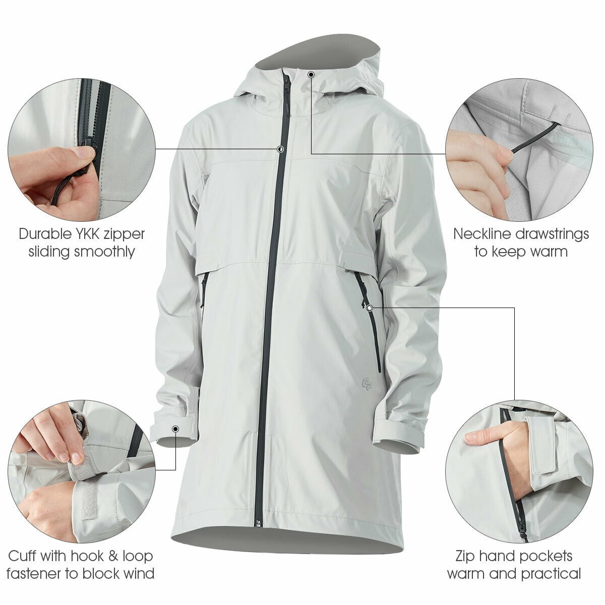 Andorine hooded rain coat - Grey