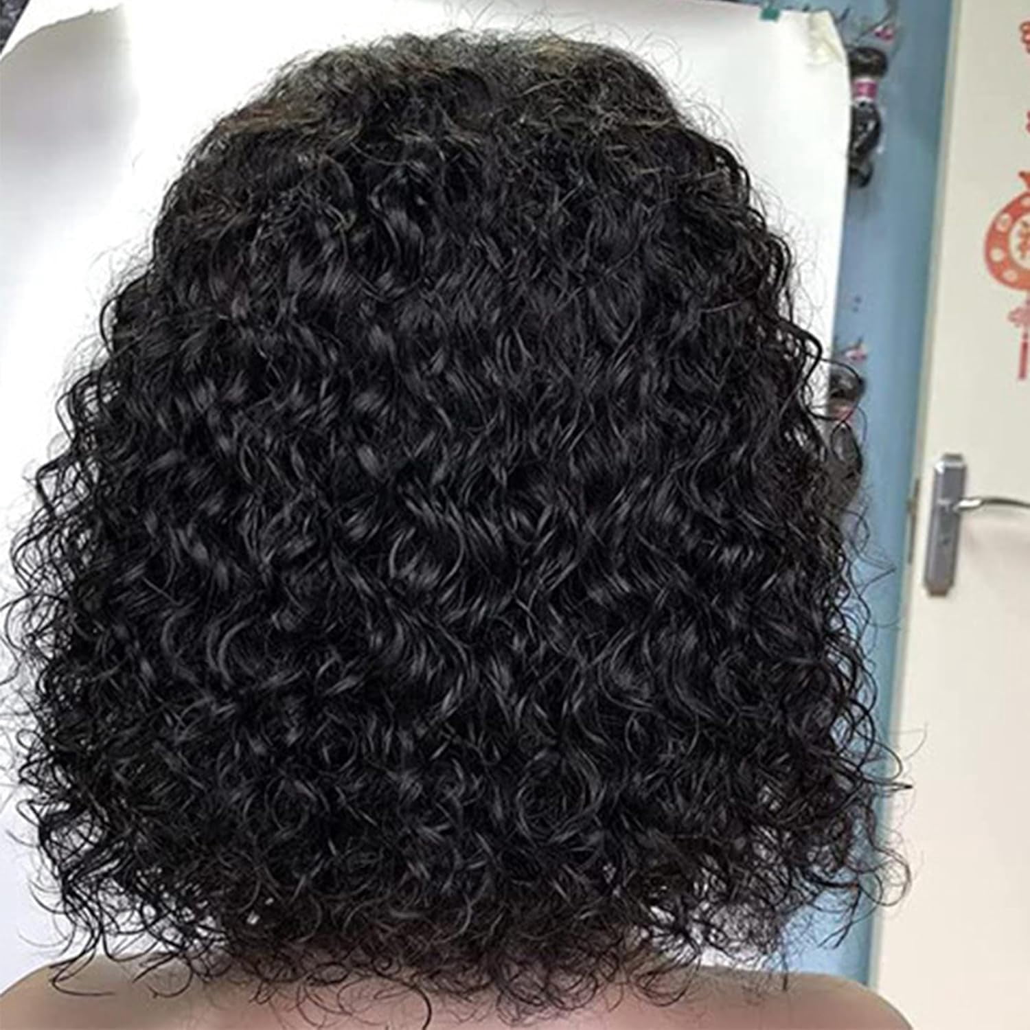 Curly Glueless Wigs Human Hair, 13x4 HD Lace Front Wigs Human Hair Pre Plucked, 180% Density Short Wave Wigs For Women (14 inch)