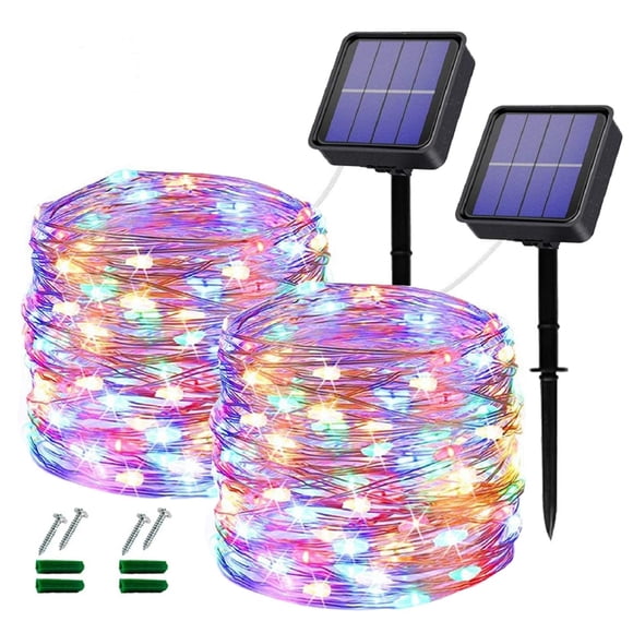 Guirnalda de luces solares Lezonic 24 M 240 LED a prueba de agua, 8 modos