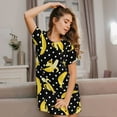 thumbnail image 3 of Easygdp Banana Camisón de manga corta para mujer, informal, estampado, 3 of 6