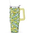 thumbnail image 2 of 40oz Yellow Lemon Pattern Stainless Steel Flip Straw Tumbler Spill Proof Travel Cup Double Wall Vacuum Insulated Coffee Mug with Top Handle, 2 of 6