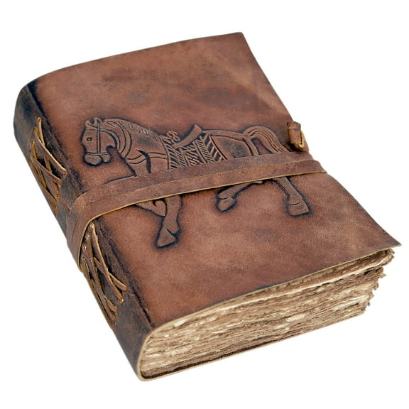 Leather Journal Horse Notebook Embossed Handmade Travel Diary | Vintage Writing Bound Journal for Men for Women 6x8"