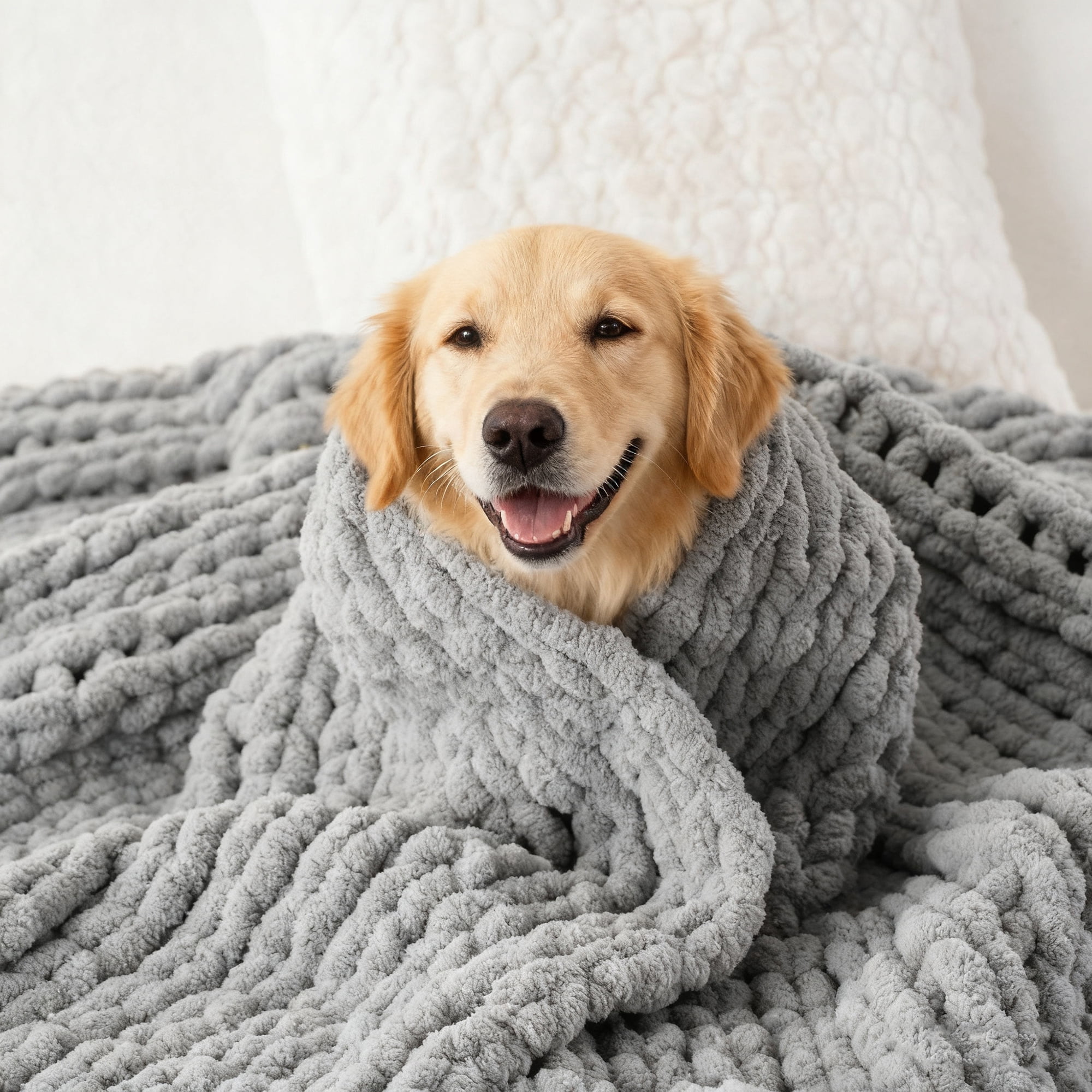 Battilo Light Grey Chunky Knit Throw Blanket,Handmade Cable Knit Crochet Blanket for Couch,50"x60"