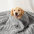 thumbnail image 5 of Battilo Light Grey Chunky Knit Throw Blanket,Handmade Cable Knit Crochet Blanket for Couch,50"x60", 5 of 9